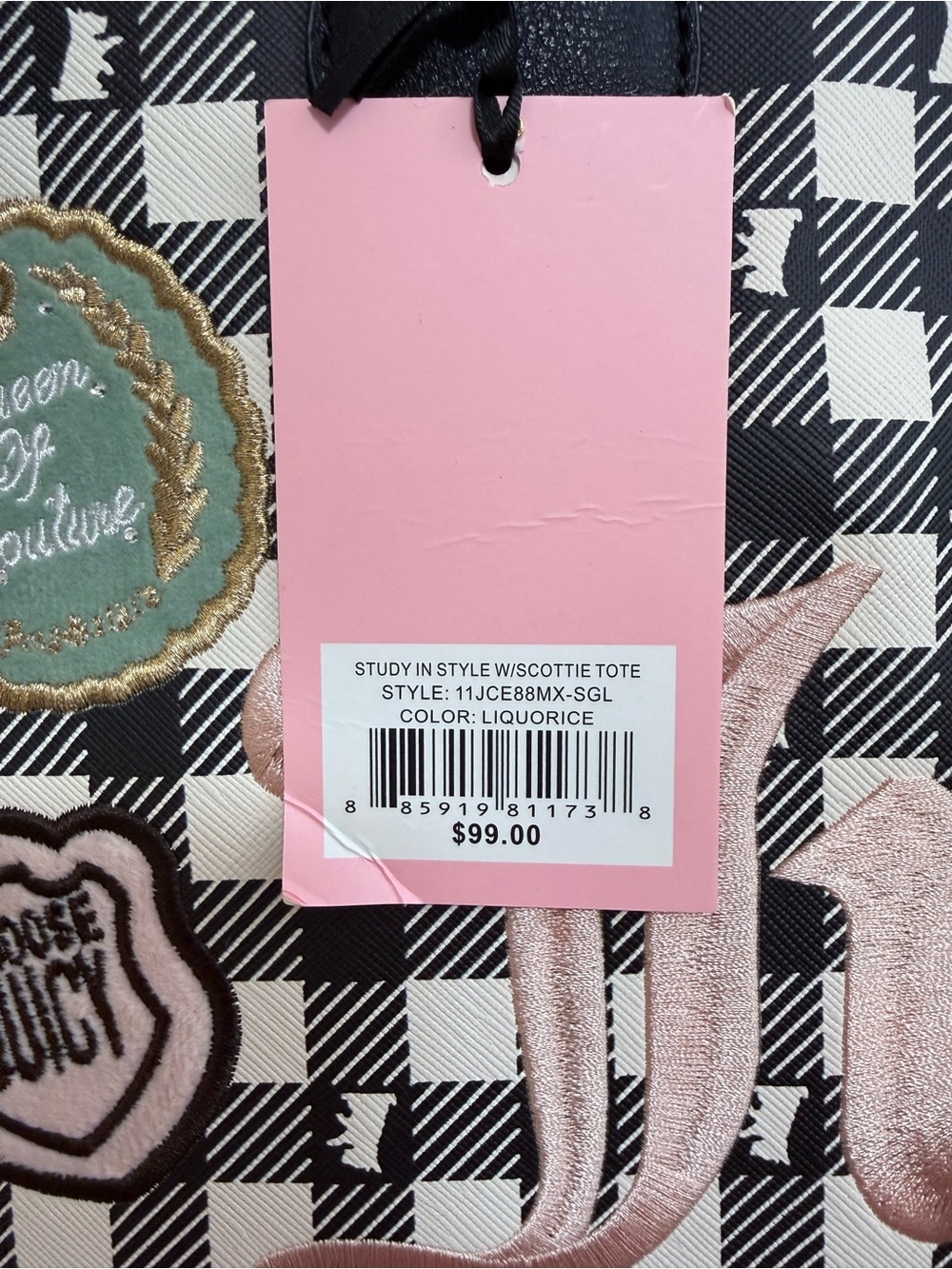 NWT Juicy Couture Study in Style W/ Scottie Tote in Liquorice - Picture 2 of 7